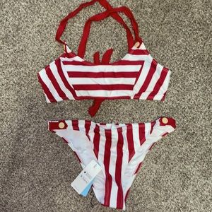 Cute red striped bikini